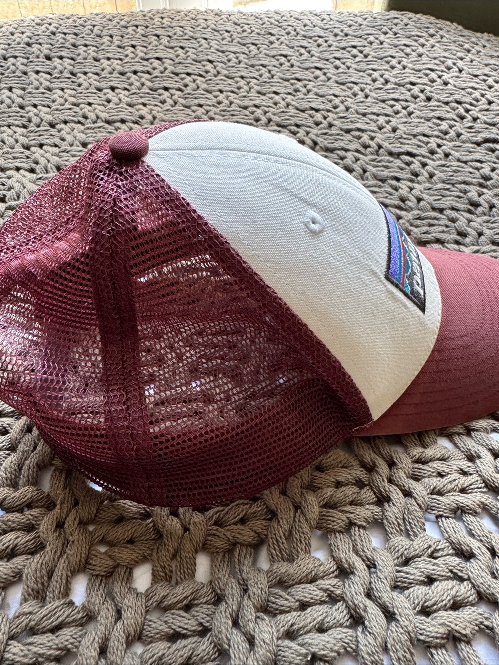 Patagonia White and Maroon P-6 LoPro Trucker Hat - Picture 4 of 4